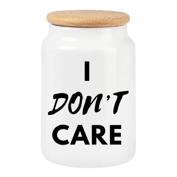 I Don't Care Schwarzdruck - Keksdose mit Holzdeckel - Weiß - Vorne
