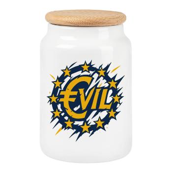 Euro-Rebellion Logo Design - Cookie Jar with Wooden Lid - white - Front