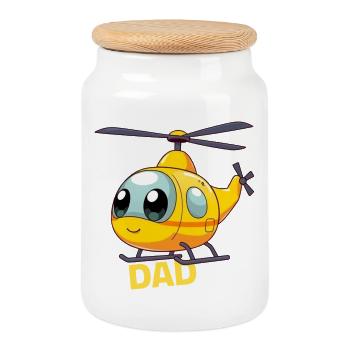 Helikopter Dad  - Keksdose mit Holzdeckel - Weiß - Vorne