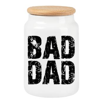Bad Dad Father's Day Gift Dad - Cookie Jar with Wooden Lid - white - Front