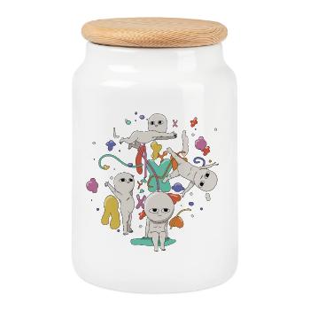 Hallucination - Boîte à biscuits avec couvercle en bois - blanc - Devant
