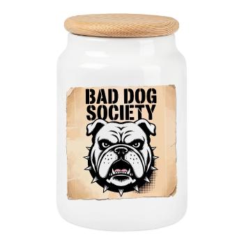 Bad Dog Society - Cookie Jar with Wooden Lid - white - Front