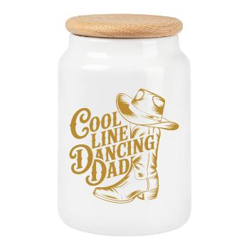 Line dance dad cool dancing dad - Cookie Jar with Wooden Lid - white - Front