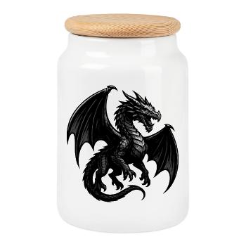 Dragon en pein vol  - Boîte à biscuits avec couvercle en bois - blanc - Devant