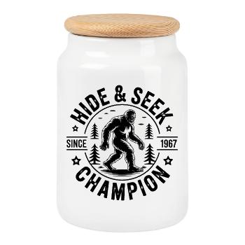 Bigfoot Verstecken Champion Retro - Keksdose mit Holzdeckel - Weiß - Vorne