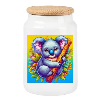 Koala - Boîte à biscuits avec couvercle en bois - blanc - Devant