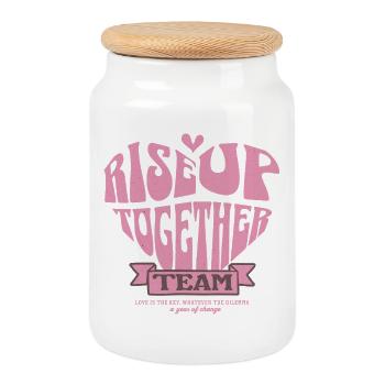 Conception de t-shirt Love Unity Heart, Levez-vous ensemble - Boîte à biscuits avec couvercle en bois - blanc - Devant