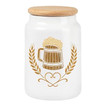 Traditional beer mug - folk festival &amp; beer garden - Cookie Jar with Wooden Lid - white - Front