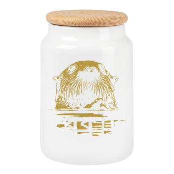 Illustration loutre calligraphie moderne - Boîte à biscuits avec couvercle en bois - blanc - Devant