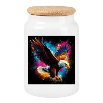 aigle - Boîte à biscuits avec couvercle en bois - blanc - Devant
