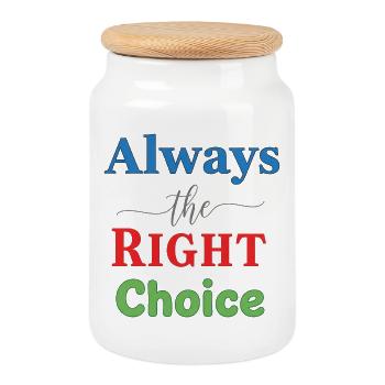 Vivid Multicolour Typography Design - Cookie Jar with Wooden Lid - white - Front