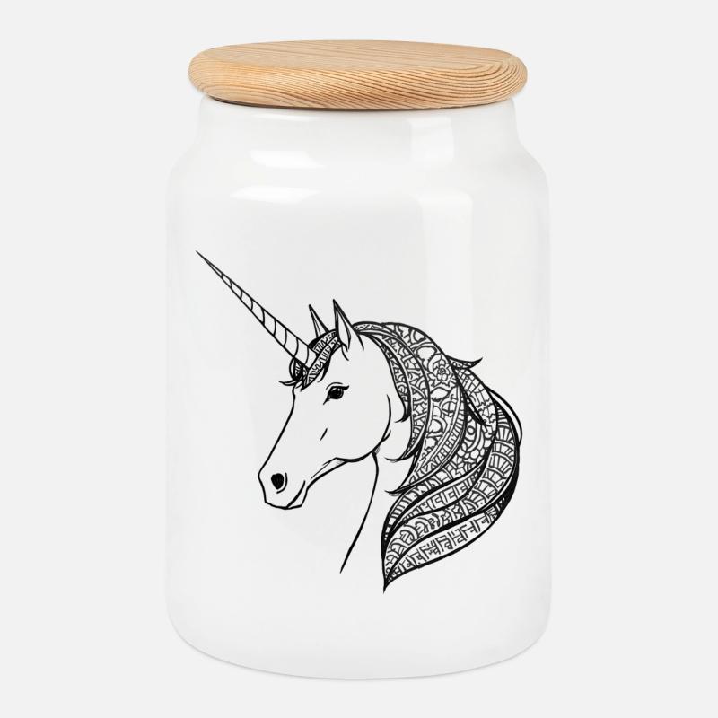 Einhorn - Keksdose mit Holzdeckel - Weiß