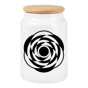 Hypnotic Rose Crop Circle - Cookie Jar with Wooden Lid - white - Front