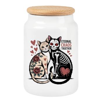 Chats du Chaos éternel - Boîte à biscuits avec couvercle en bois - blanc - Devant