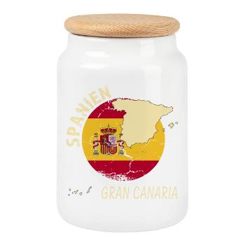Gran Canaria - Boîte à biscuits avec couvercle en bois - blanc - Devant