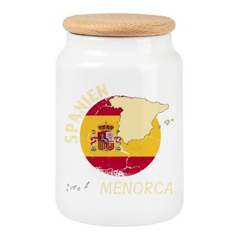 Menorca - Cookie Jar with Wooden Lid - white - Front