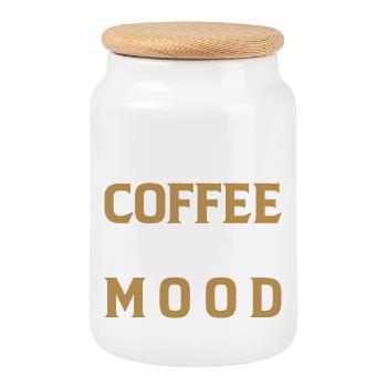 Good coffee, good mood - Cookie Jar with Wooden Lid - white - Front