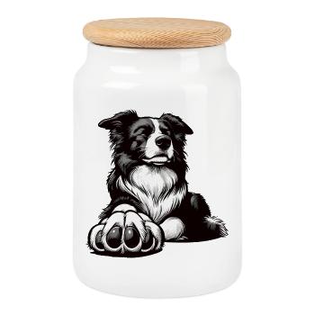 Border Collie Propriétaire Collie Amant de Collie - Boîte à biscuits avec couvercle en bois - blanc - Devant