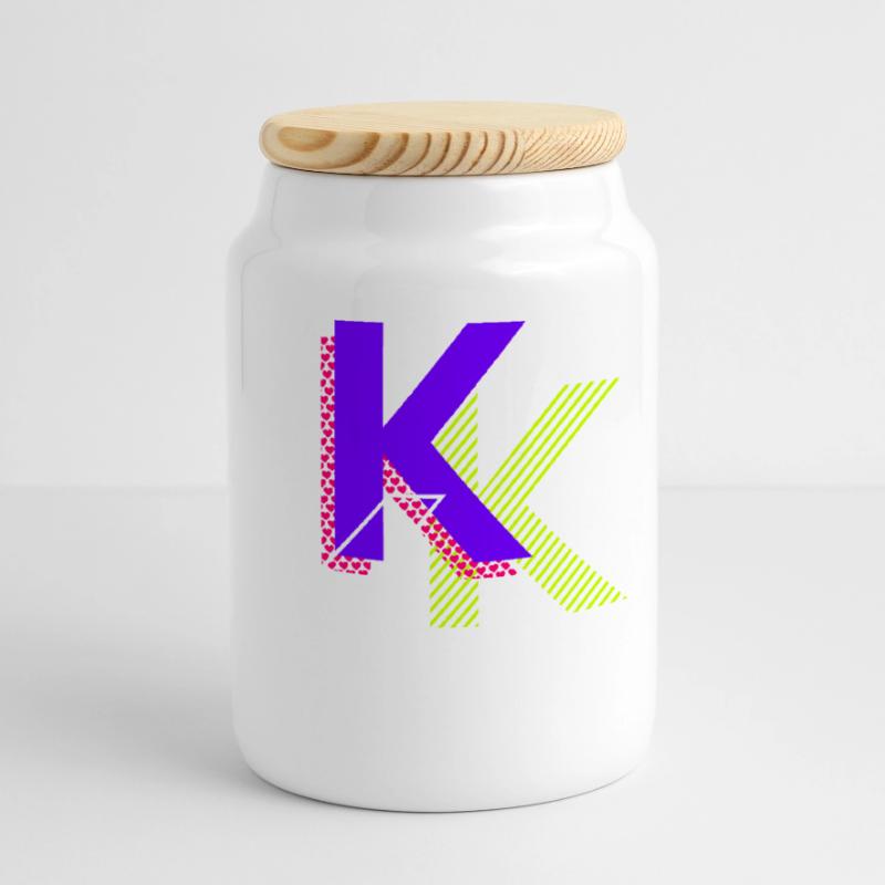 k - Conception de graffitis Boîte à biscuits avec couvercle en bois