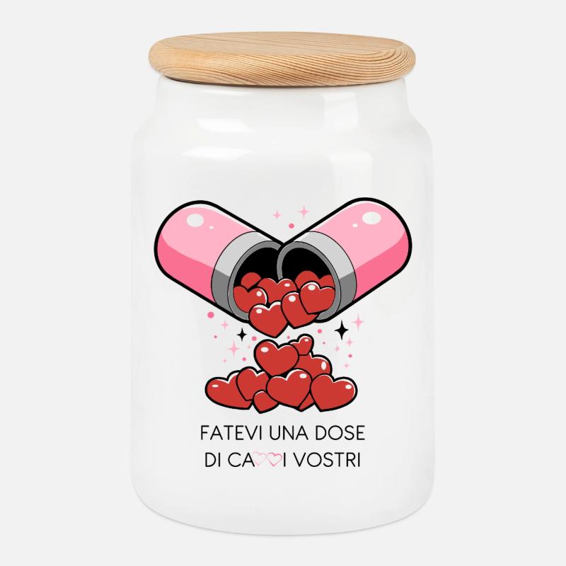 love pill - Cookie Jar with Wooden Lid - white
