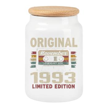 November 1993 Gift November 1993 - Cookie Jar with Wooden Lid - white - Front