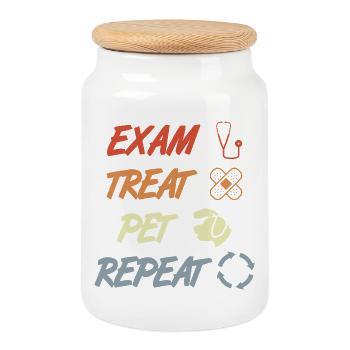 Exam Treat Pet Repeat - Keksdose mit Holzdeckel - Weiß - Vorne