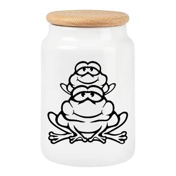 Frosch Kind Familie Papa Mama Huckepack Vatertag - Keksdose mit Holzdeckel - Weiß - Vorne