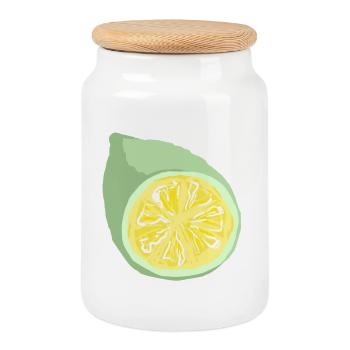 Tranche d’agrumes abstrait - Boîte à biscuits avec couvercle en bois - blanc - Devant
