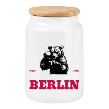 Boxing Club Berlin Bär Berlin  - Keksdose mit Holzdeckel - Weiß - Vorne