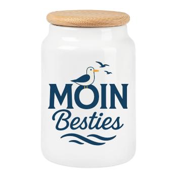 Moin Besties Sea Greeting - Cookie Jar with Wooden Lid - white - Front
