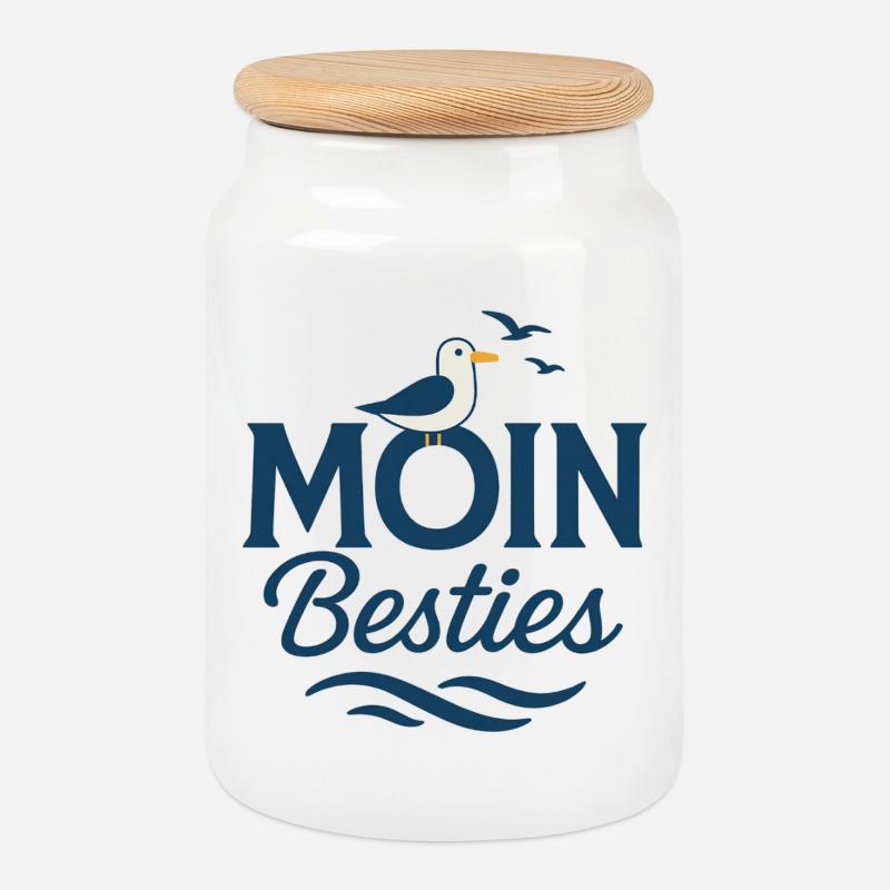 Moin Besties Meergruß - Keksdose mit Holzdeckel - Weiß