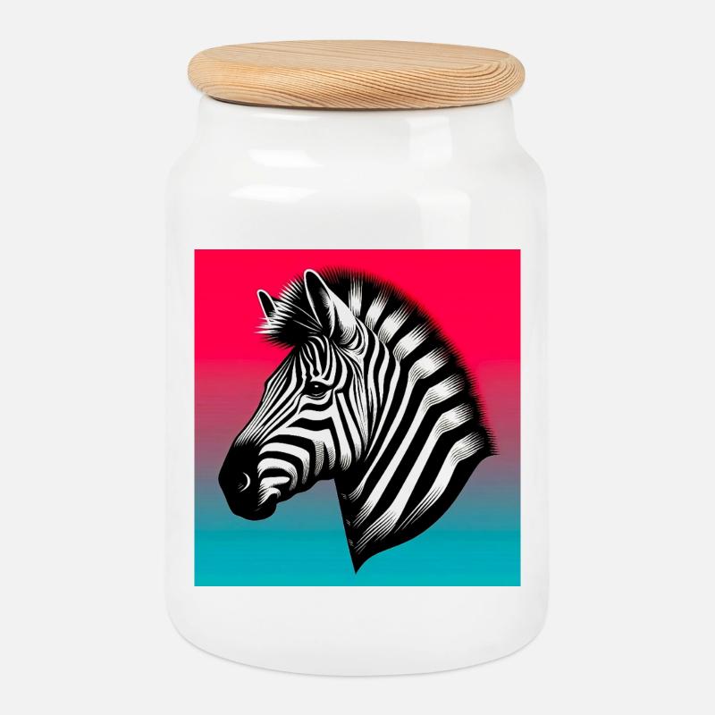 Zebra - Keksdose mit Holzdeckel - Weiß