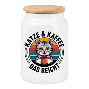 Café Gueule de bois Cercle rétro - Boîte à biscuits avec couvercle en bois - blanc - Devant