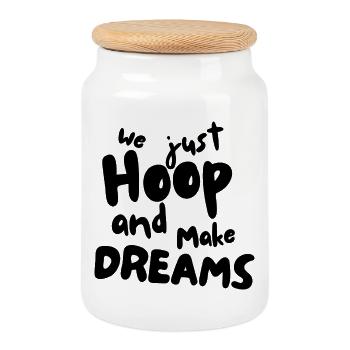 Nous nous contentons de cerceau et de rendre les rêves blancs - Boîte à biscuits avec couvercle en bois - blanc - Devant