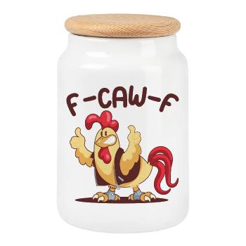 F-Caw-F Huhn FCAWF Huhn - Keksdose mit Holzdeckel - Weiß - Vorne