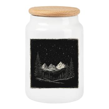 Forêt Montagnes Vintage - Boîte à biscuits avec couvercle en bois - blanc - Devant