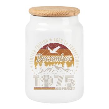 December 1975 Original Edition December Gift - Cookie Jar with Wooden Lid - white - Front