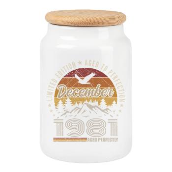 Décembre 1981 Édition Originale Cadeau décembre  - Boîte à biscuits avec couvercle en bois - blanc - Devant
