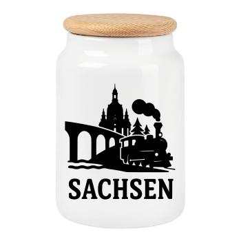 sachsen dresden erzgebirge bundesland - Keksdose mit Holzdeckel - Weiß - Vorne