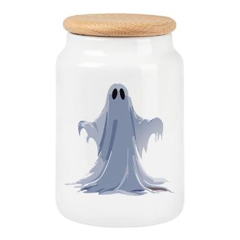 Halloween Spooky Ghost - Keksdose mit Holzdeckel - Weiß - Vorne