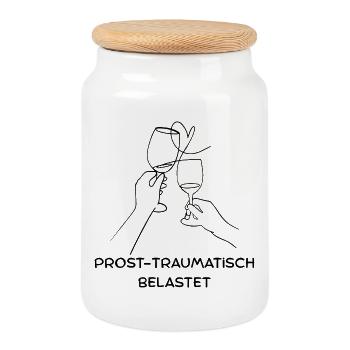 Cheers Tshirt - Cookie Jar with Wooden Lid - white - Front
