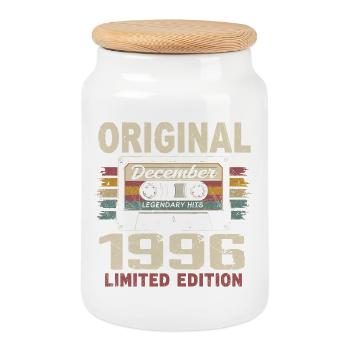 December 1996 Birthday Gift - Cookie Jar with Wooden Lid - white - Front