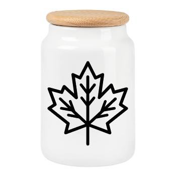 Feuille d’Érable - Boîte à biscuits avec couvercle en bois - blanc - Devant