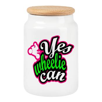 Design de style urbain en wheelie - Boîte à biscuits avec couvercle en bois - blanc - Devant