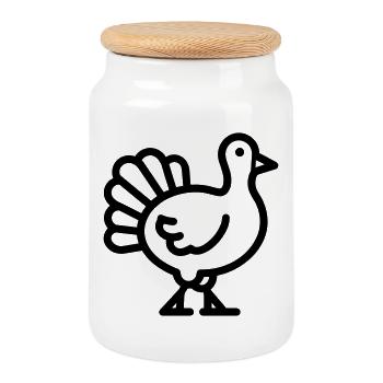 Dinde - Boîte à biscuits avec couvercle en bois - blanc - Devant