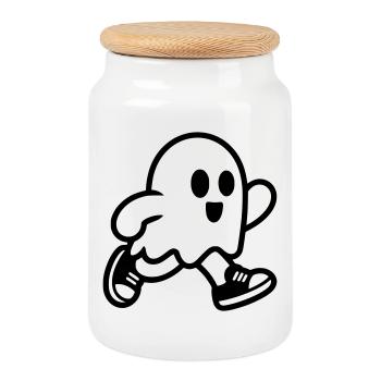 ghost - Cookie Jar with Wooden Lid - white - Front