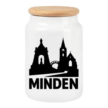 Minden Westphalie Silhouette - Boîte à biscuits avec couvercle en bois - blanc - Devant