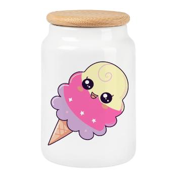 Pastellfarbene Kawaii Eissterne - Keksdose mit Holzdeckel - Weiß - Vorne