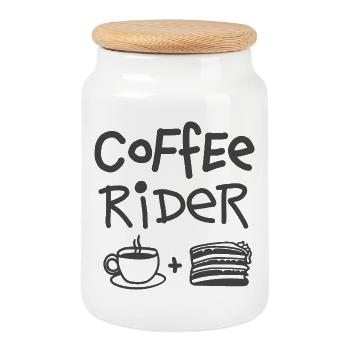 Coffee Rider Coffee Ride Cycling Coffee Road Bike - Cookie Jar with Wooden Lid - white - Front