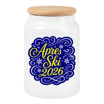 Apres Ski 2026 Party - Keksdose mit Holzdeckel - Weiß - Vorne